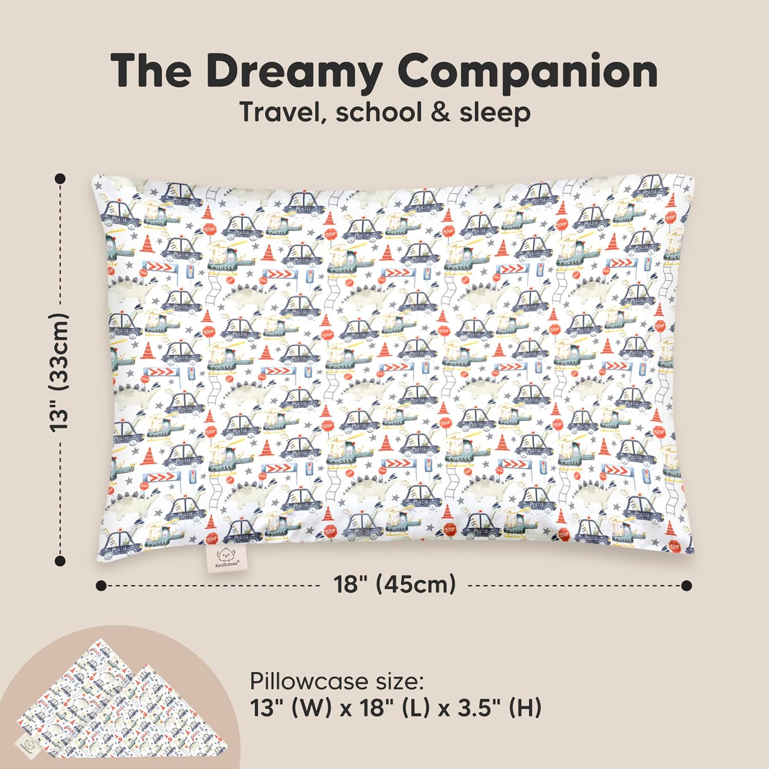 Toddler Pillow with Pillowcase - 13x18 My Little Dreamy Kids Travel Bed Pillows for Sleeping, Organic Cotton Small Pillowcase, Soft &…