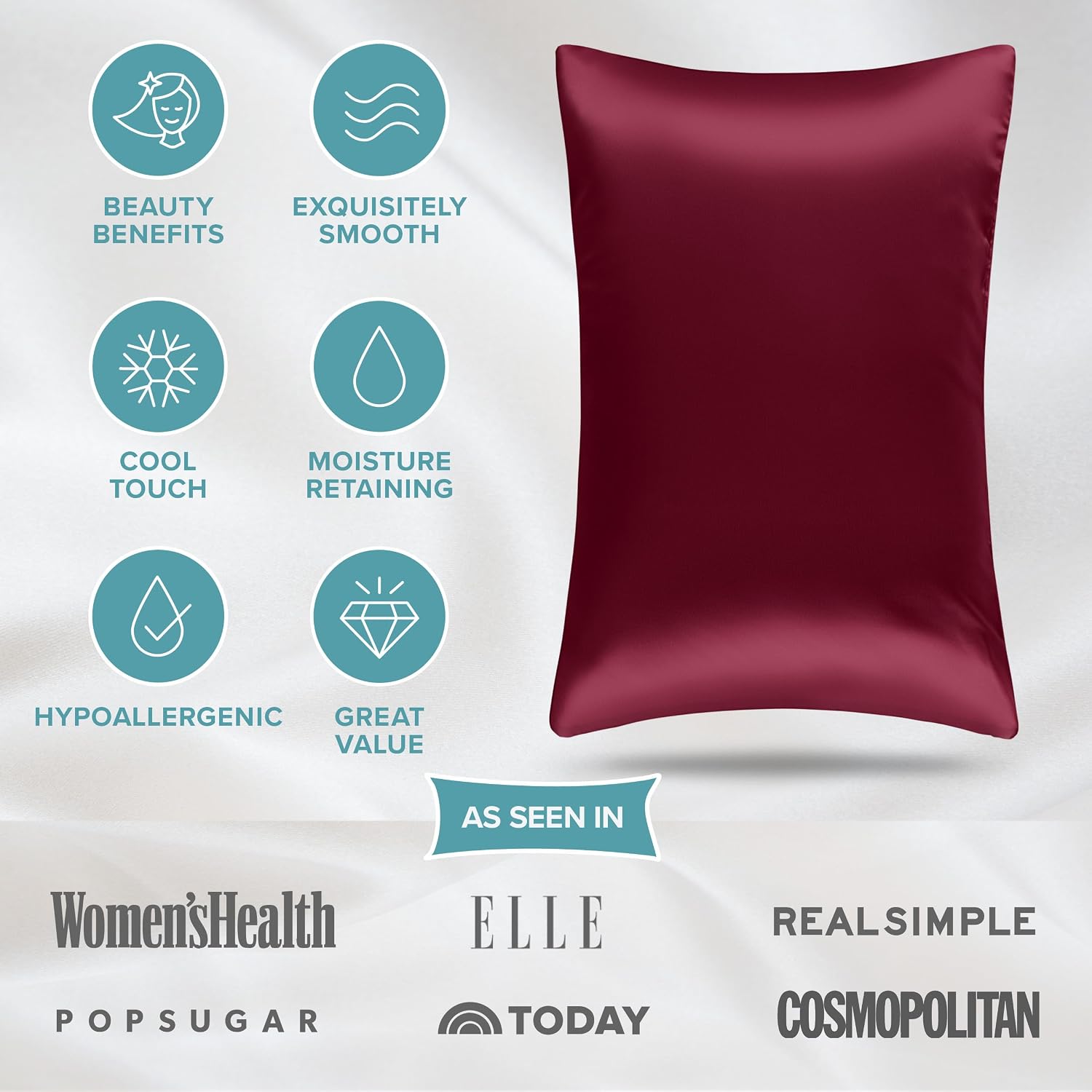 BareHome Bare Home 100% Mulberry Silk Pillowcase for Hair and Skin - Ultra 6A Grade 19 Momme Silk Pillow Case - Hidden Zipper - Breathable…
