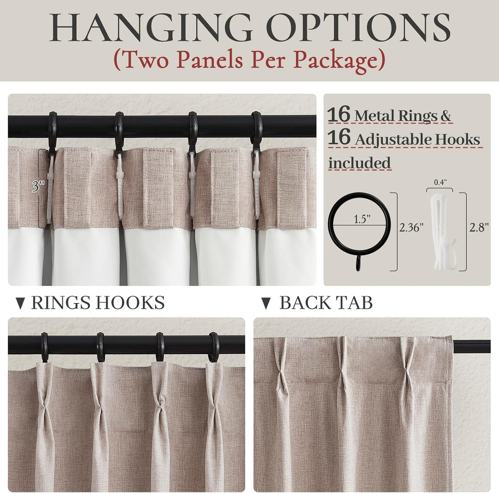 Qjmydeco Room Darkening Curtains for Living Room Boho Drop Cloth Curtains Farmhouse Linen Window Drapes 102 Inches Long Weather Blocking Li…
