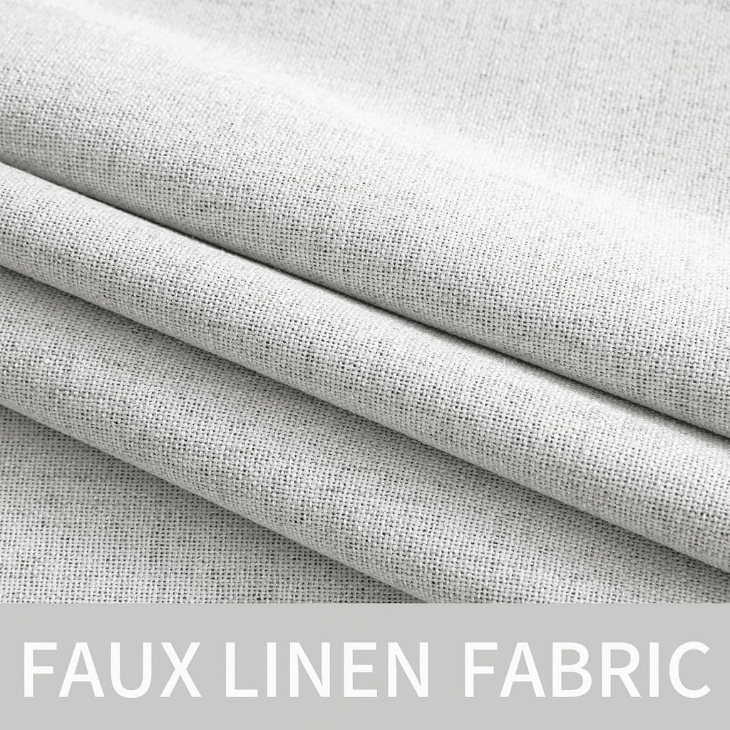 Miulee Linen Textured Curtains Solid 100% Blackout for Bedroom Thermal Insulated Heathered White Grommet Room Darkening Curtains & Drapes L…