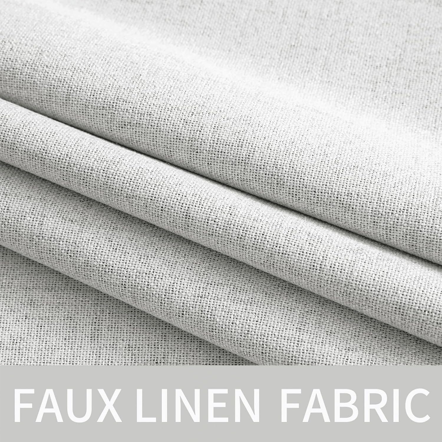 Miulee Linen Textured Curtains Solid 100% Blackout for Bedroom Thermal Insulated Heathered White Grommet Room Darkening Curtains & Drapes L…