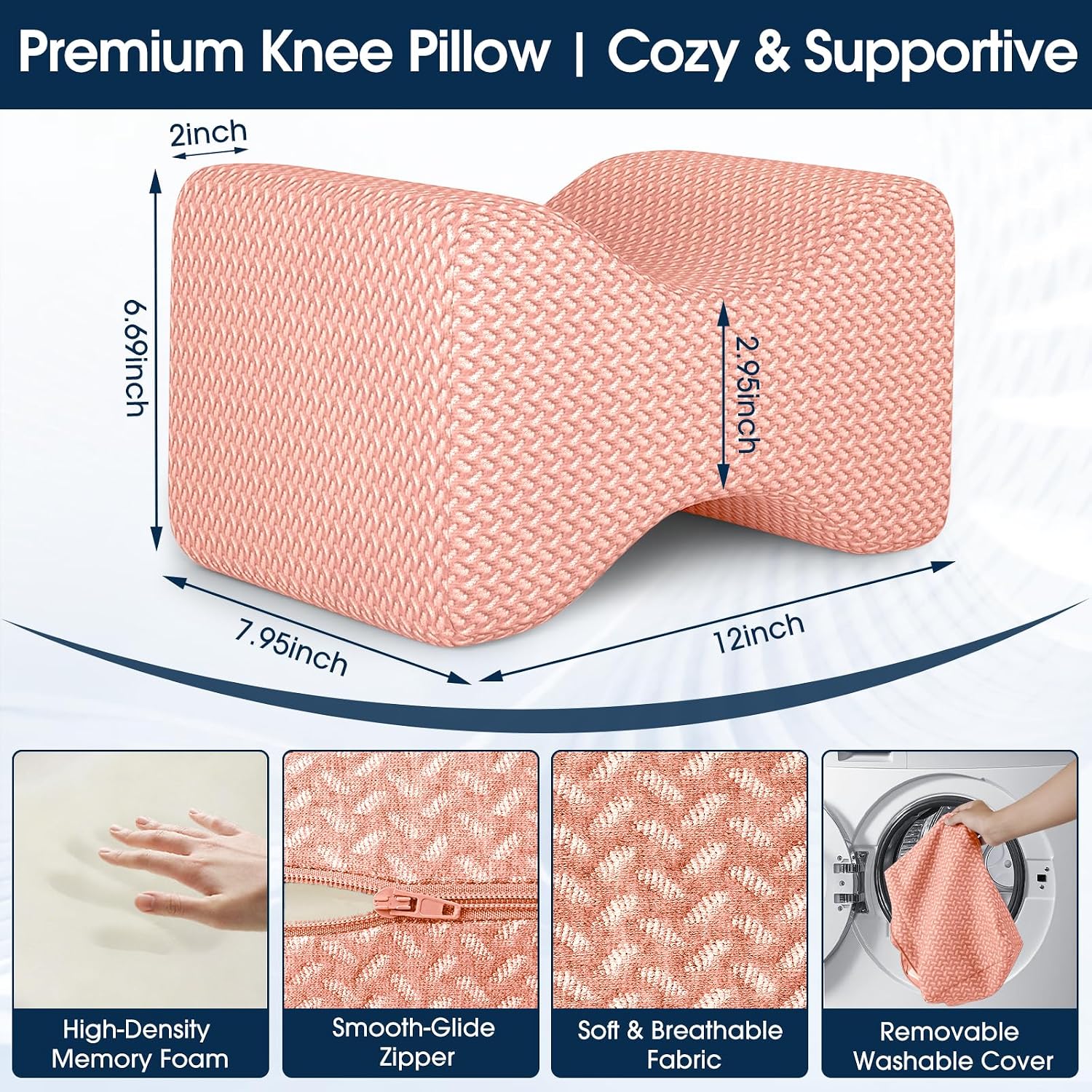 BlissTrends Memory Foam Knee Pillow, Knee Pillow for Side Sleepers, Leg Pillows for Sleeping Blood Circulation, Elevation Pillow for…