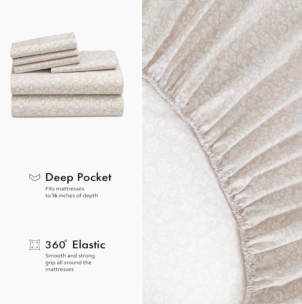 Ruvanti 100% Cotton Percale Sheets Full Size 6 Piece Set, Cooling Bed Sheets for Hot Sleepers, Deep Pocket 16”, Breathable Lightweight & Du…