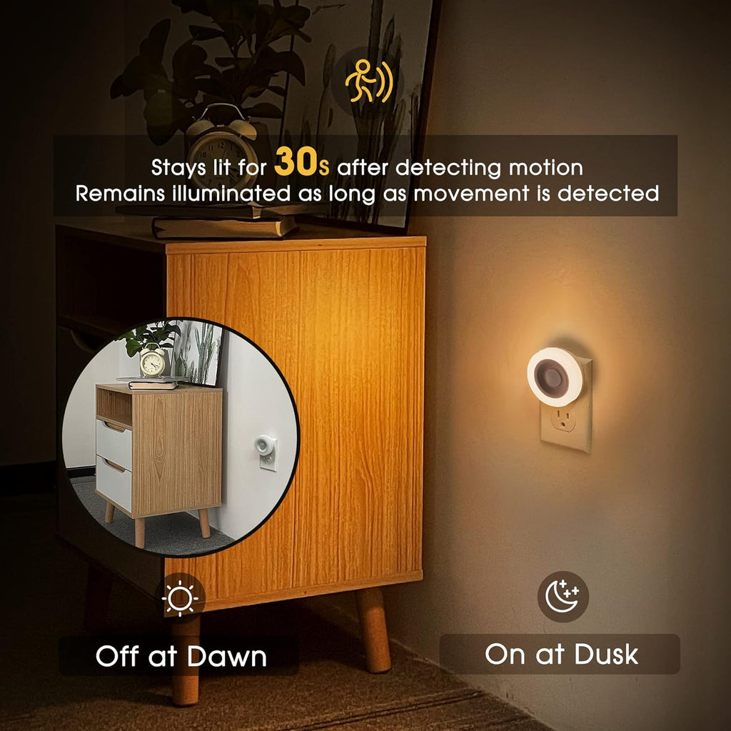 Briignite Motion Sensor Night Light, Night Lights Plug into Wall, Auto On/Off Motion Activation Nightlight, Energy-Saving 0.6W LED, Warm…