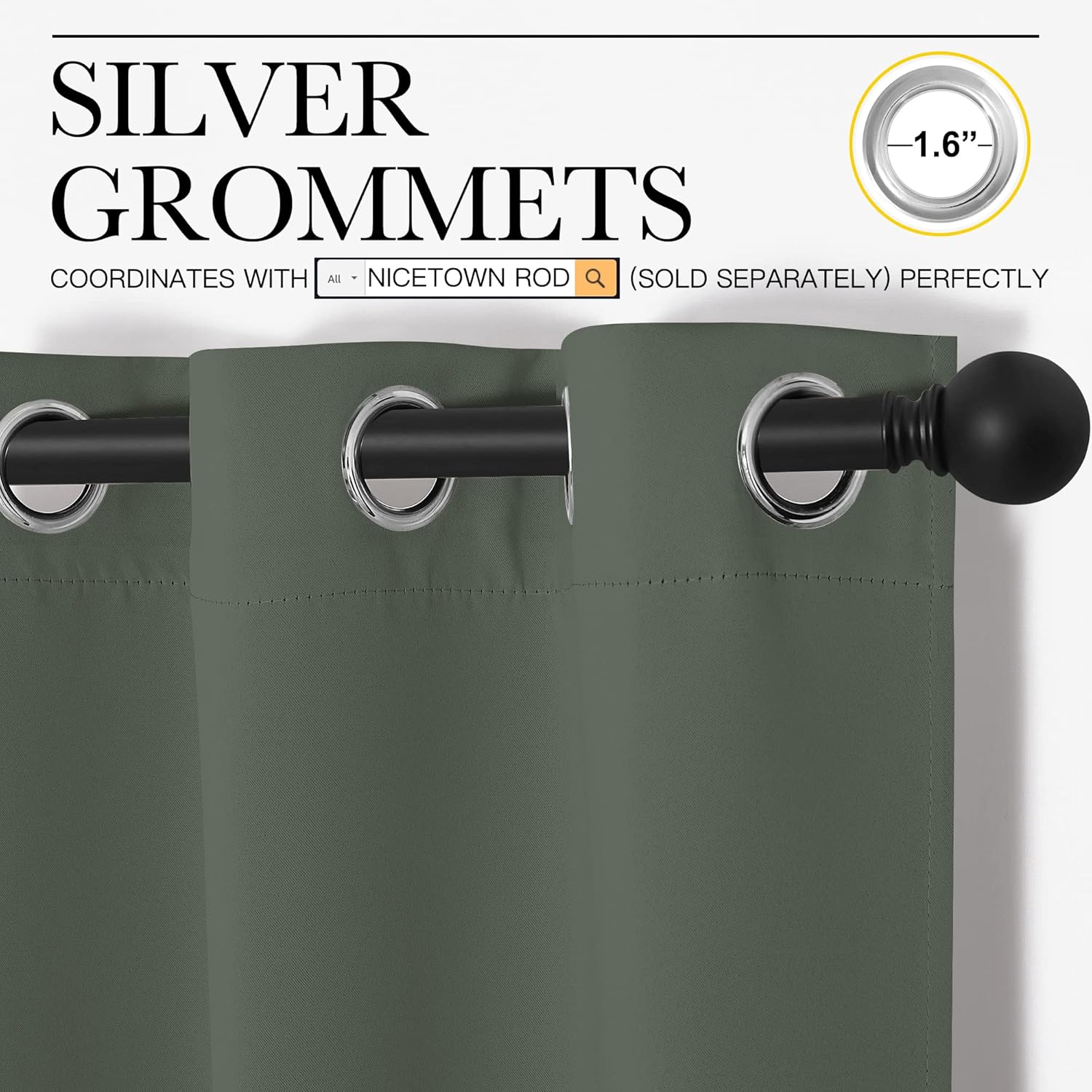 NICETOWN Blackout Curtain Panels, Home Decoration Thermal Insulated Solid Grommet Blackout Drape for Dining Room (Dark Mallard, 1 Pair…