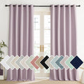 NICETOWN Pink Vintage Linen 100% Blackout Curtains for Living Room, Thermal Insulated Curtains 95“ Long, Noise Reducing Window Treatment…