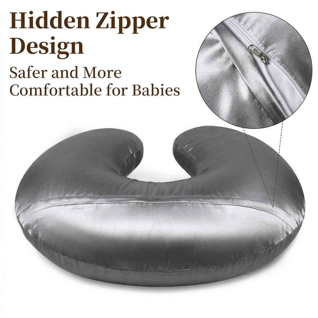 Pro Goleem Satin Nursing Pillow Cover 2 Pack Soft Silk Feeling Feeding Pillow Slipcover for Breastfeeding Moms Fits Standard Infant…