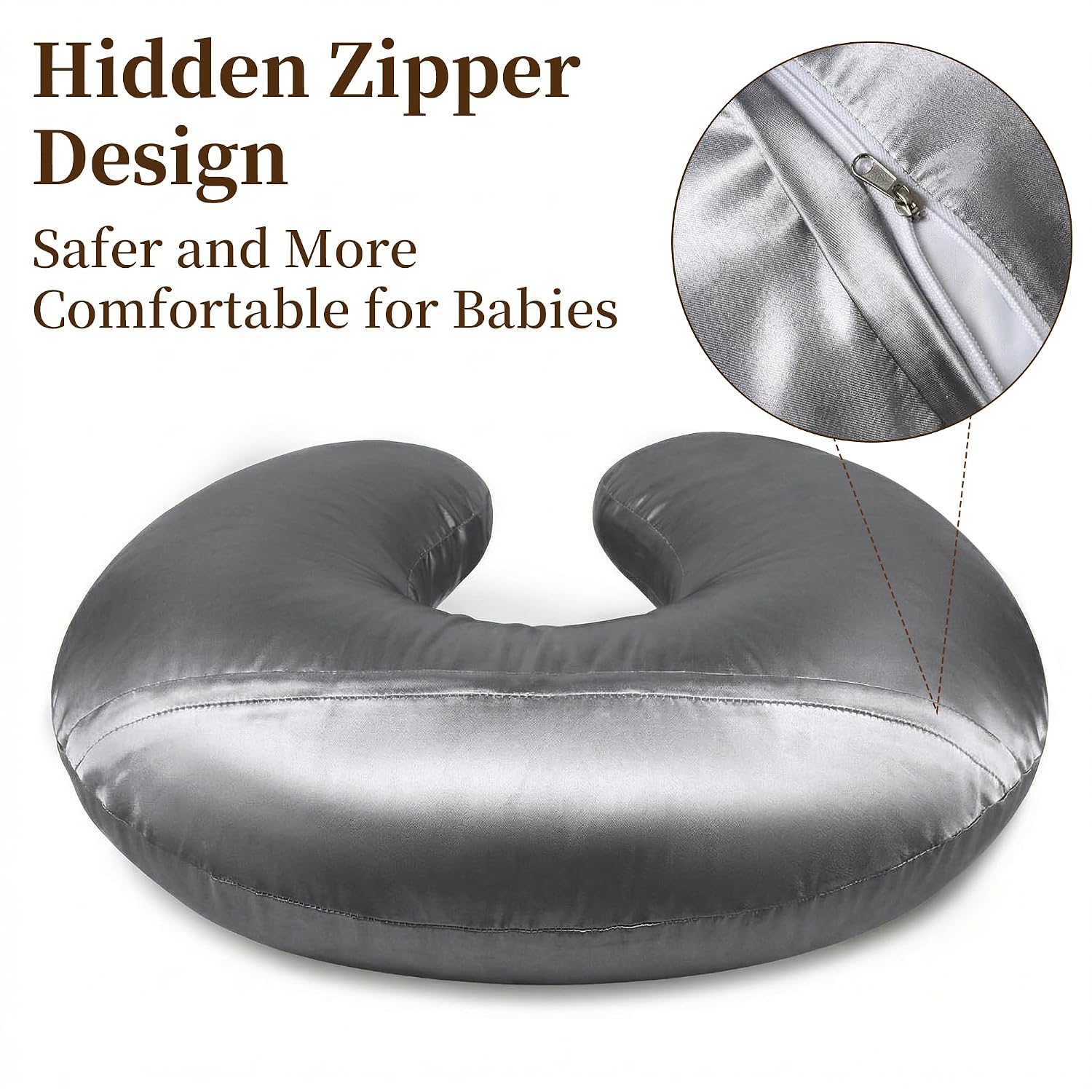 Pro Goleem Satin Nursing Pillow Cover 2 Pack Soft Silk Feeling Feeding Pillow Slipcover for Breastfeeding Moms Fits Standard Infant…