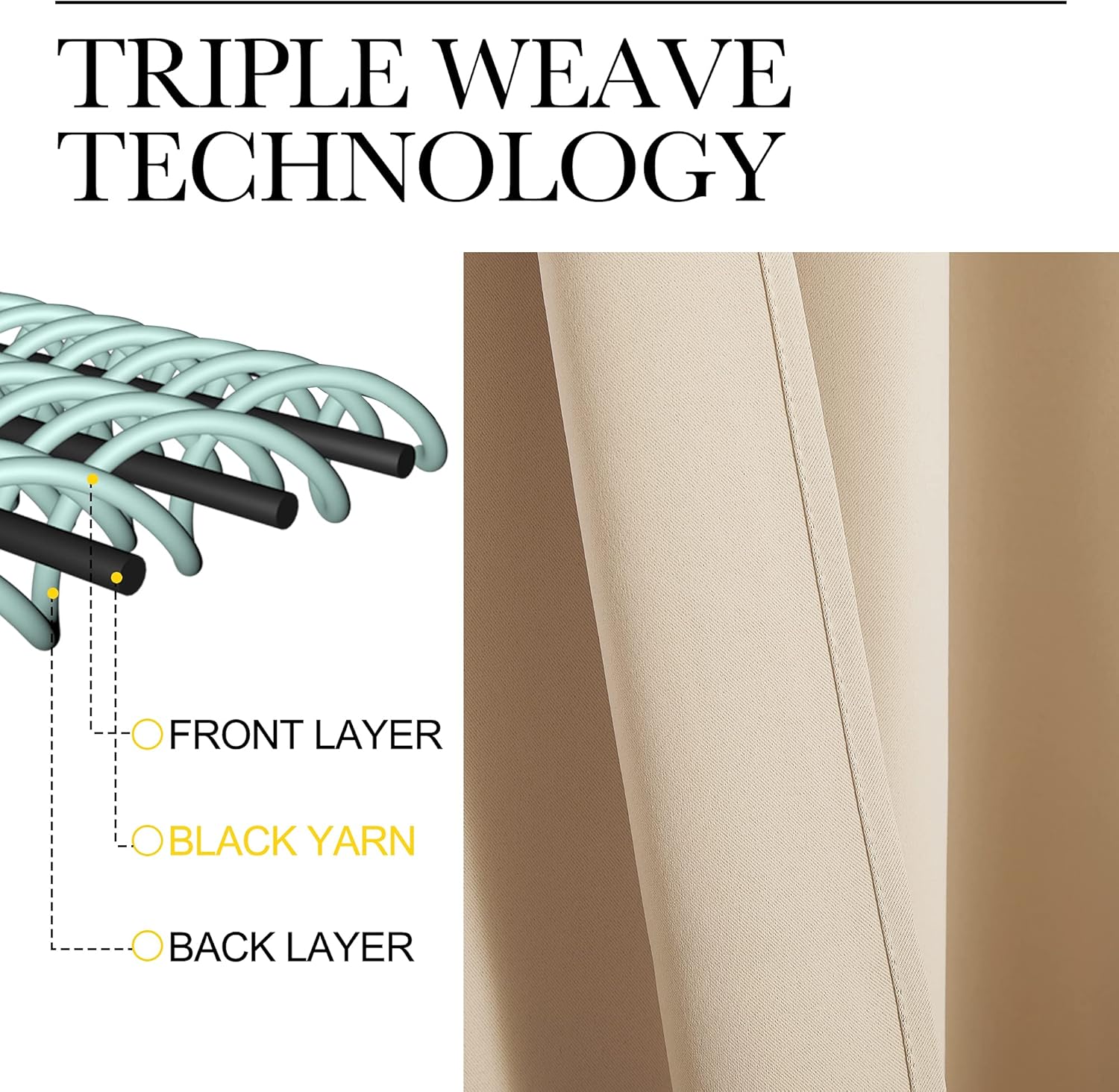 Nicetown Window Treatment Elegant Curtains - (Biscotti Beige Color) 70 X 84, 1 Pair, Room Darkening Curtains and Drapes for Bedroom