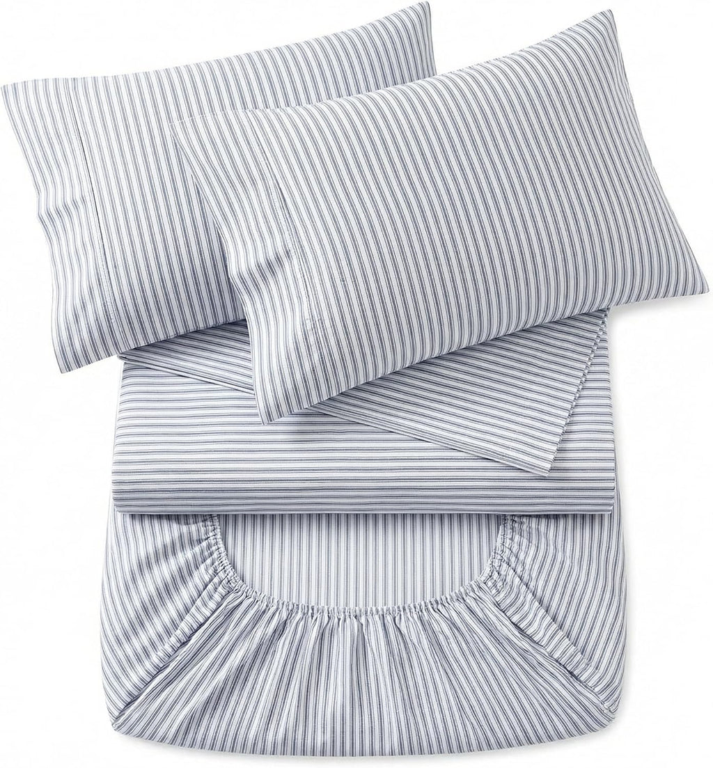 Perupima Peru Pima 415 Thread Count Percal Queen Sheet Set - 100% Peruvian Pima Cotton, 4 Piece (Flat, Fitted, 2 Pillowcases) - Cooling, Cr…