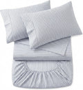 Perupima Peru Pima 415 Thread Count Percal Queen Sheet Set - 100% Peruvian Pima Cotton, 4 Piece (Flat, Fitted, 2 Pillowcases) - Cooling, Cr…