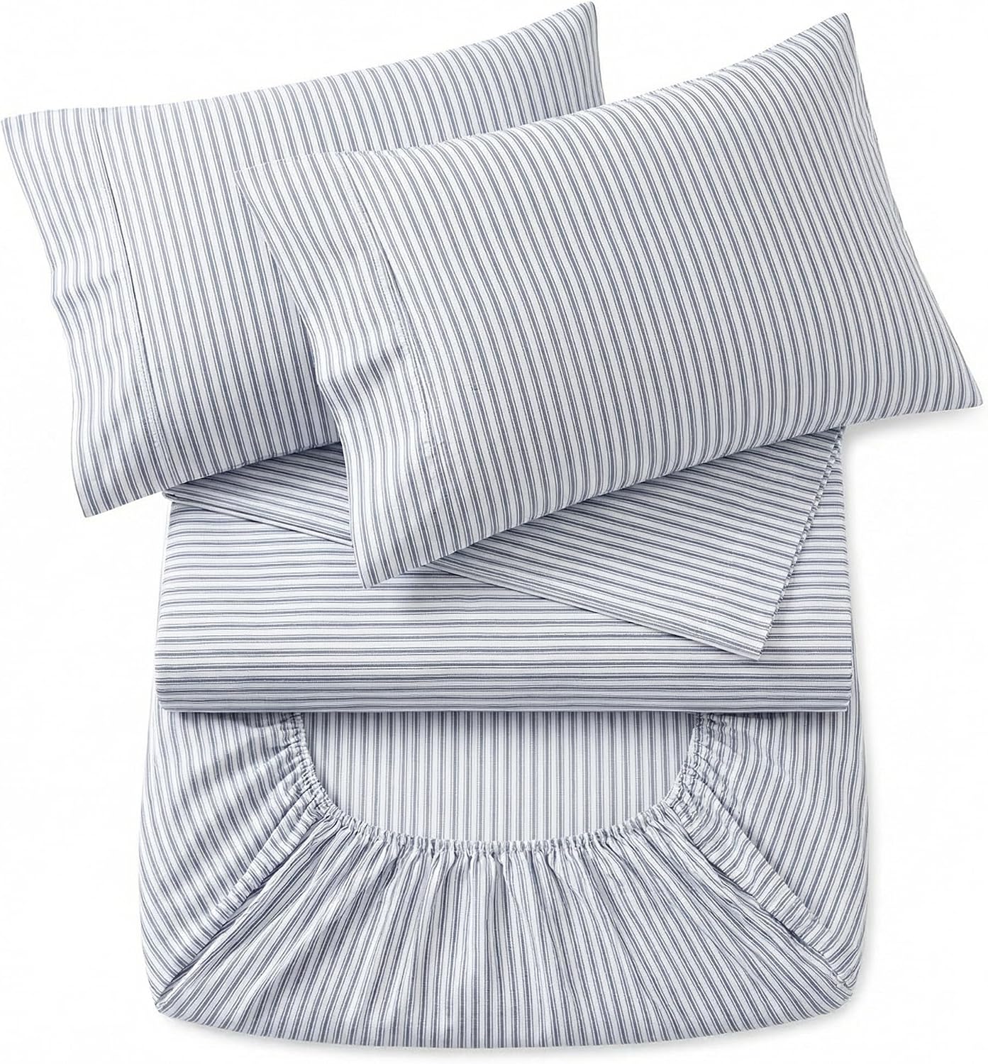 Perupima Peru Pima 415 Thread Count Percal Queen Sheet Set - 100% Peruvian Pima Cotton, 4 Piece (Flat, Fitted, 2 Pillowcases) - Cooling, Cr…