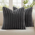 decorUhome Cozy Faux Fur Throw Pillow Covers 22x22 Set of 2 Decorative Soft Plush Striped Modern Farmhouse Boho Couch Euro Sham Pillow Case…