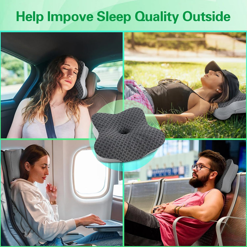 SAHEYER Travel Pillow for Sleeping, Ergonomic Cervical Neck Support Pillows, Lightweight Memory Foam Travel Pillow for Camping…