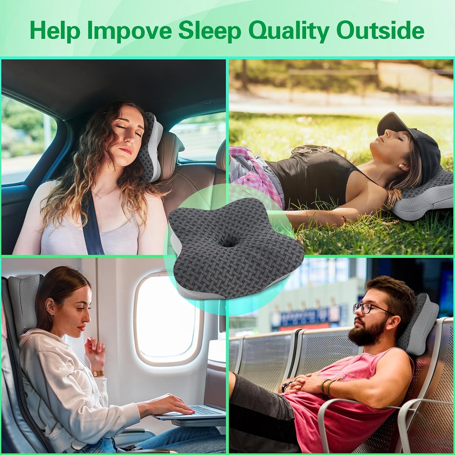 SAHEYER Travel Pillow for Sleeping, Ergonomic Cervical Neck Support Pillows, Lightweight Memory Foam Travel Pillow for Camping…