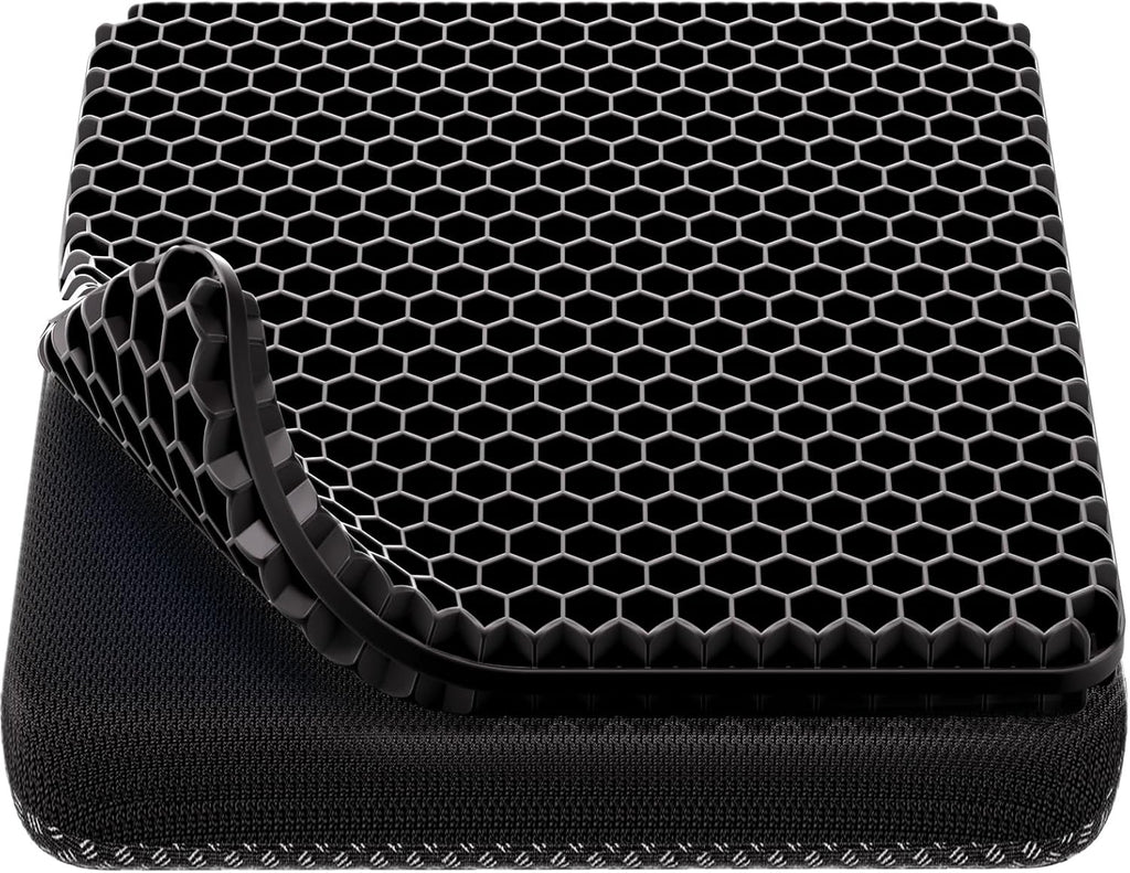 Gel Seat Cushion, Cooling Thick Big Breathable Honeycomb Design Absorbs Pressure Points Seat Cushion with Non-Slip Cover for Office Chair…