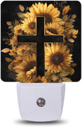 Sunflower Cross Christian Night Light, Night Lights Plug into Wall with Dusk to Dawn Sensor for Bedroom Bathroom Hallway Kitchen…