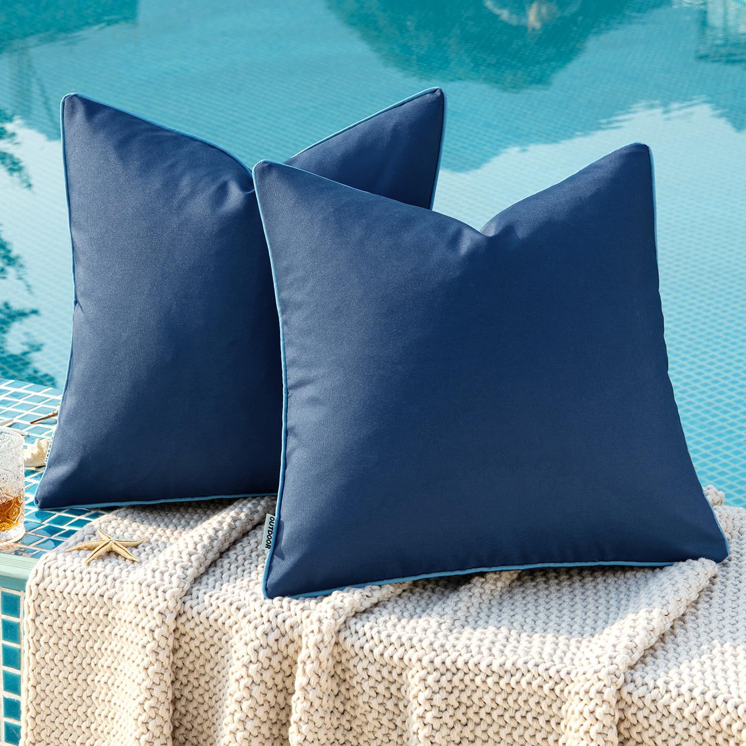 MIULEE Pack of 2 Outdoor Waterproof Throw Pillow Covers Decorative Outdoor Pillowcases Piping Edge Water Resistant Cushion Covers for…