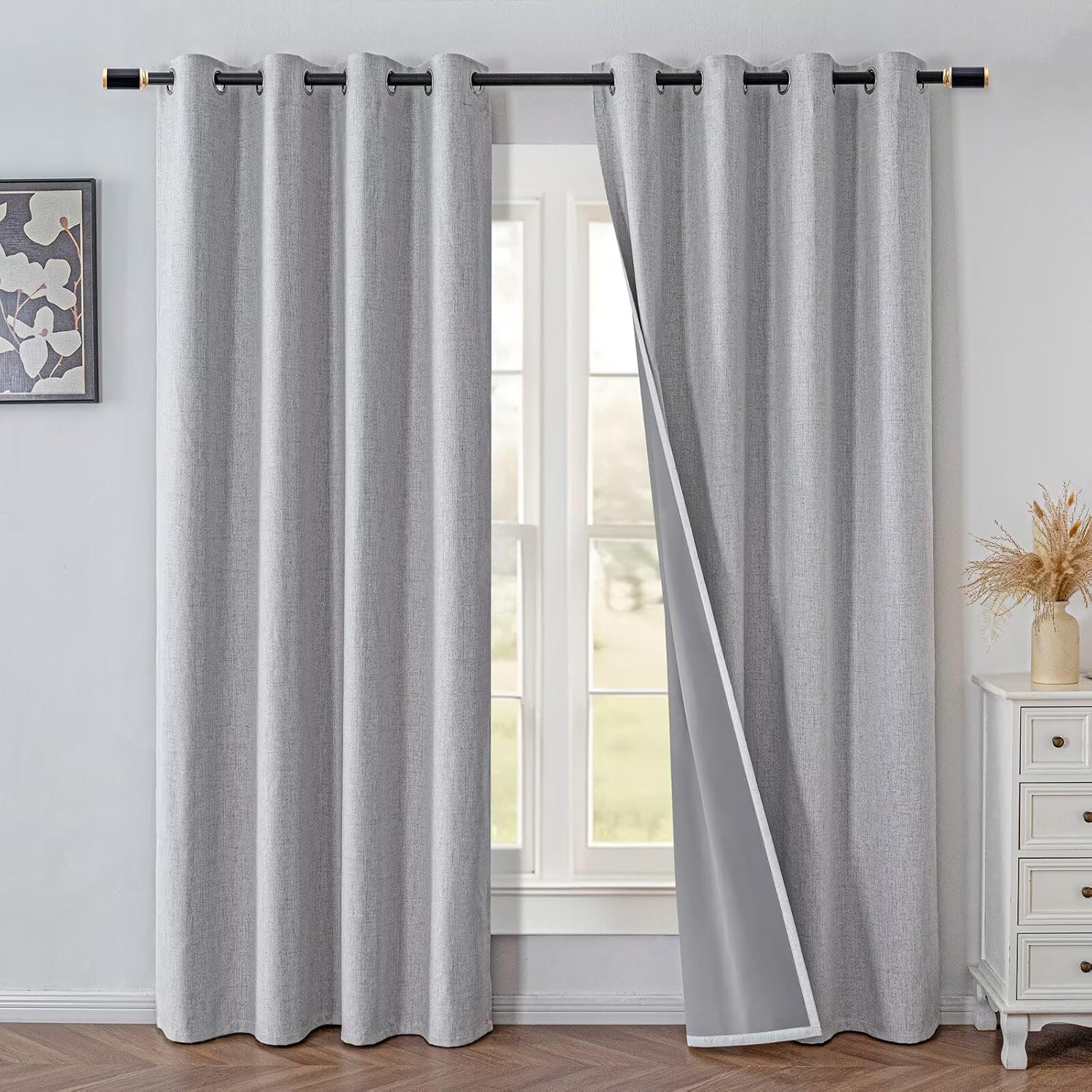 IGEMAEVE Blackout Curtains 90 Inches Long for Bedroom,100% Black Out Curtains 2 Panels Set Thermal Insulated Room Darkening Drapes…