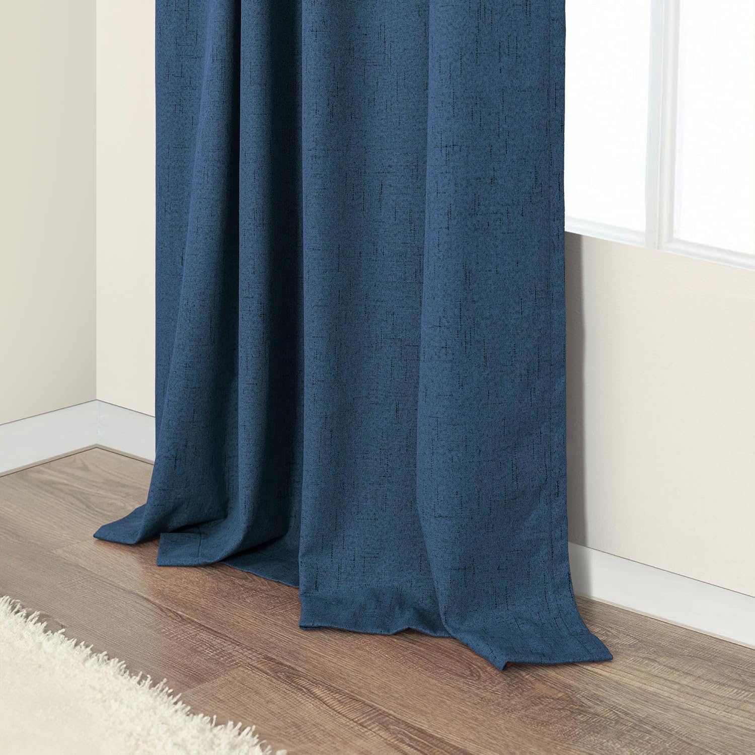 Pitalk Navy Blue Curtains 108 Inches Long 2 Panel Faux Linen Nautical Modern Farmhouse Blackout Curtain for Bedroom Dining Living Room Divi…