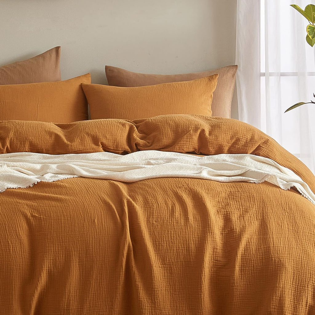 DefineCozyHealthyLife SE SOFTEXLY Muslin Pillowcases King Size 100% Cotton, 2 Pack Linen Like Pillow Shams with Envelope Closure, Ultral So…