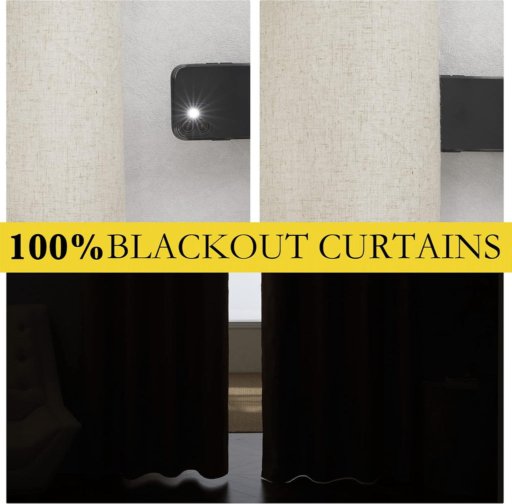 NICETOWN Farmhouse Style Keep Warm Large Window Draperies 108 inches Length with Thermal Insulated Liners, 2 Panels, 52" W, Full Blackout…