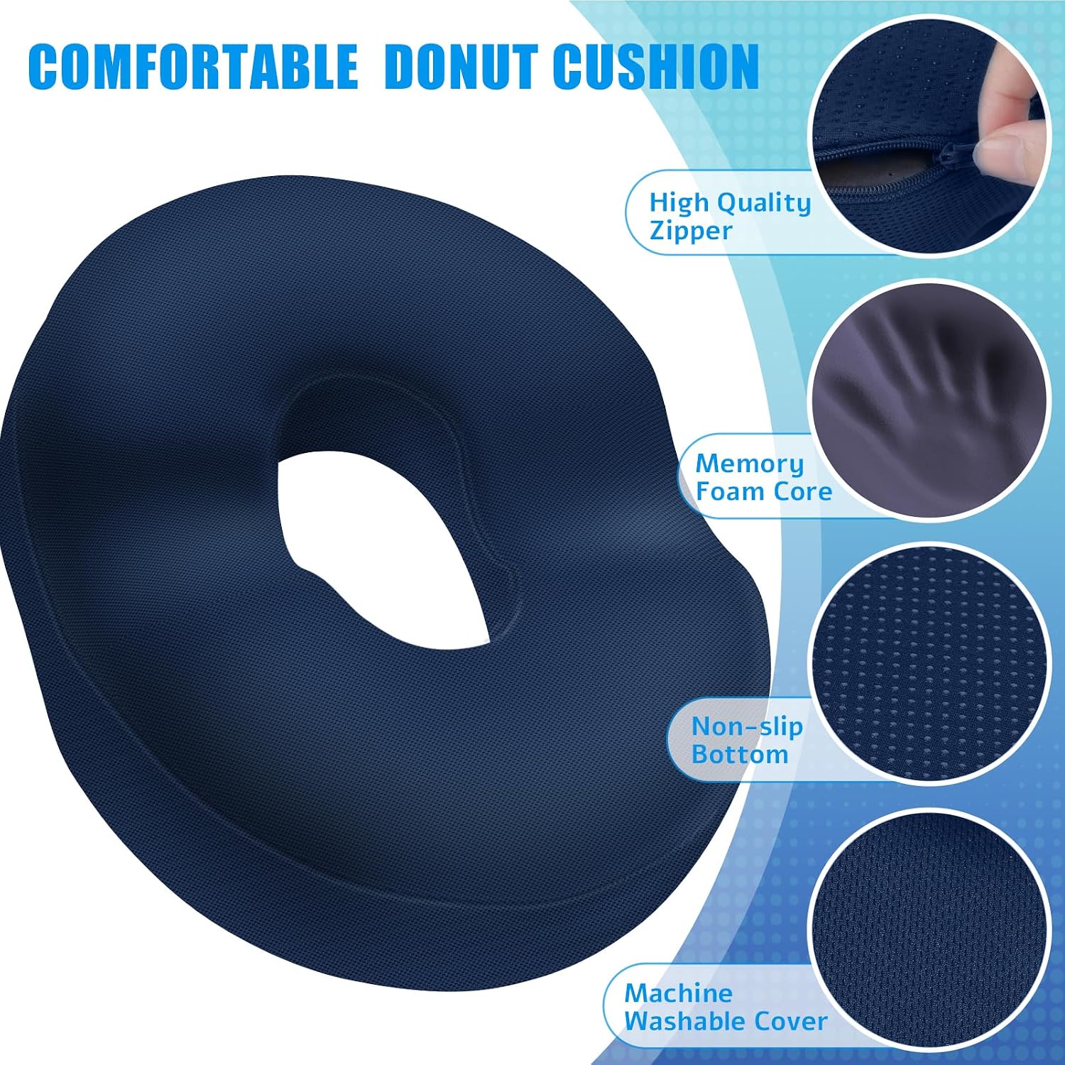 BlissTrends Donut Pillow Seat Cushion, Donut Chair Cushions for Postpartum Pregnancy & Hemorrhoids, Tailbone Cushion, Memory Foam Lifting C…