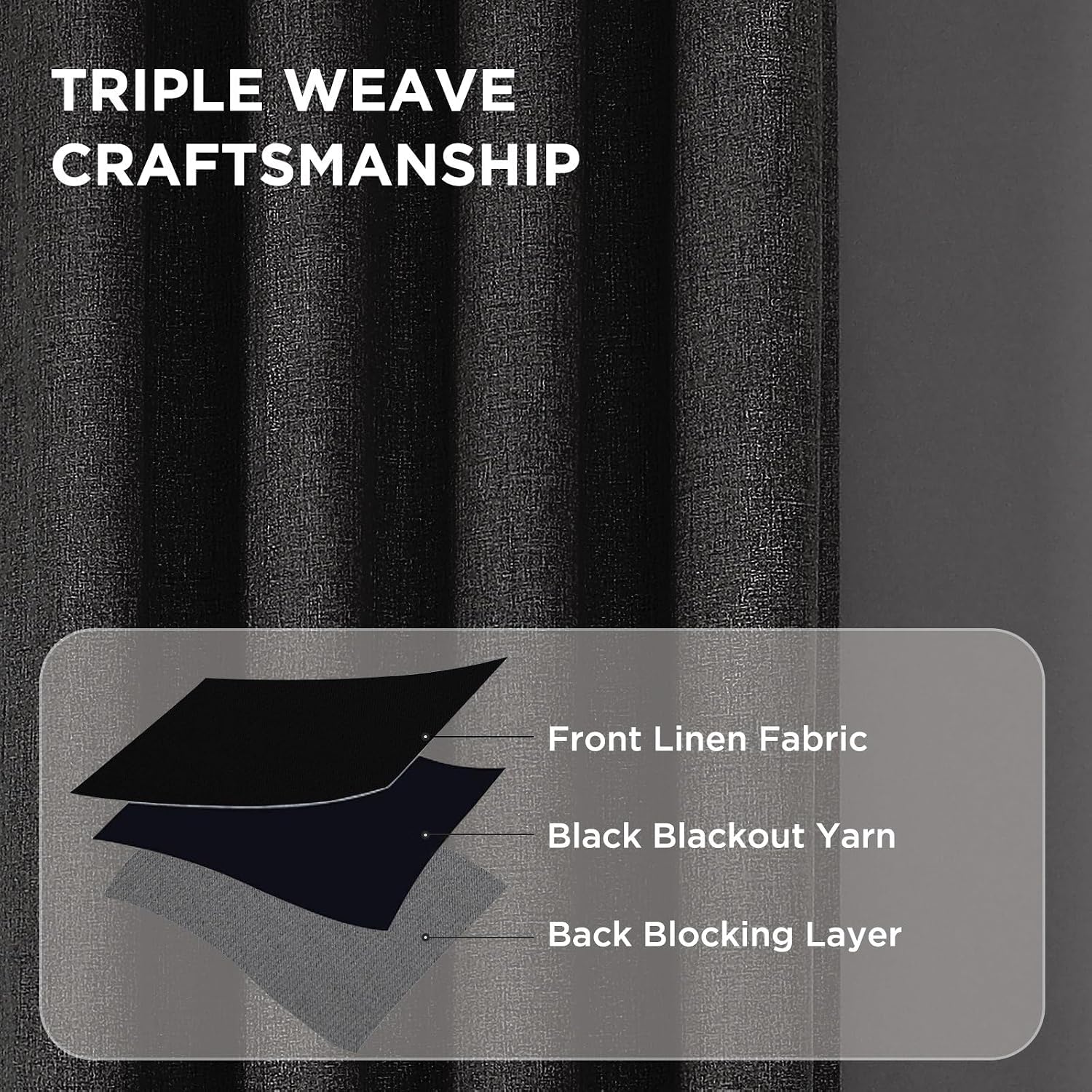 Cucraf 100% Blackout Curtains 63 inches Length 2 Panels Set, Room Darkening Linen Textured Curtain Grommet for Bedroom Living Room, Light B…