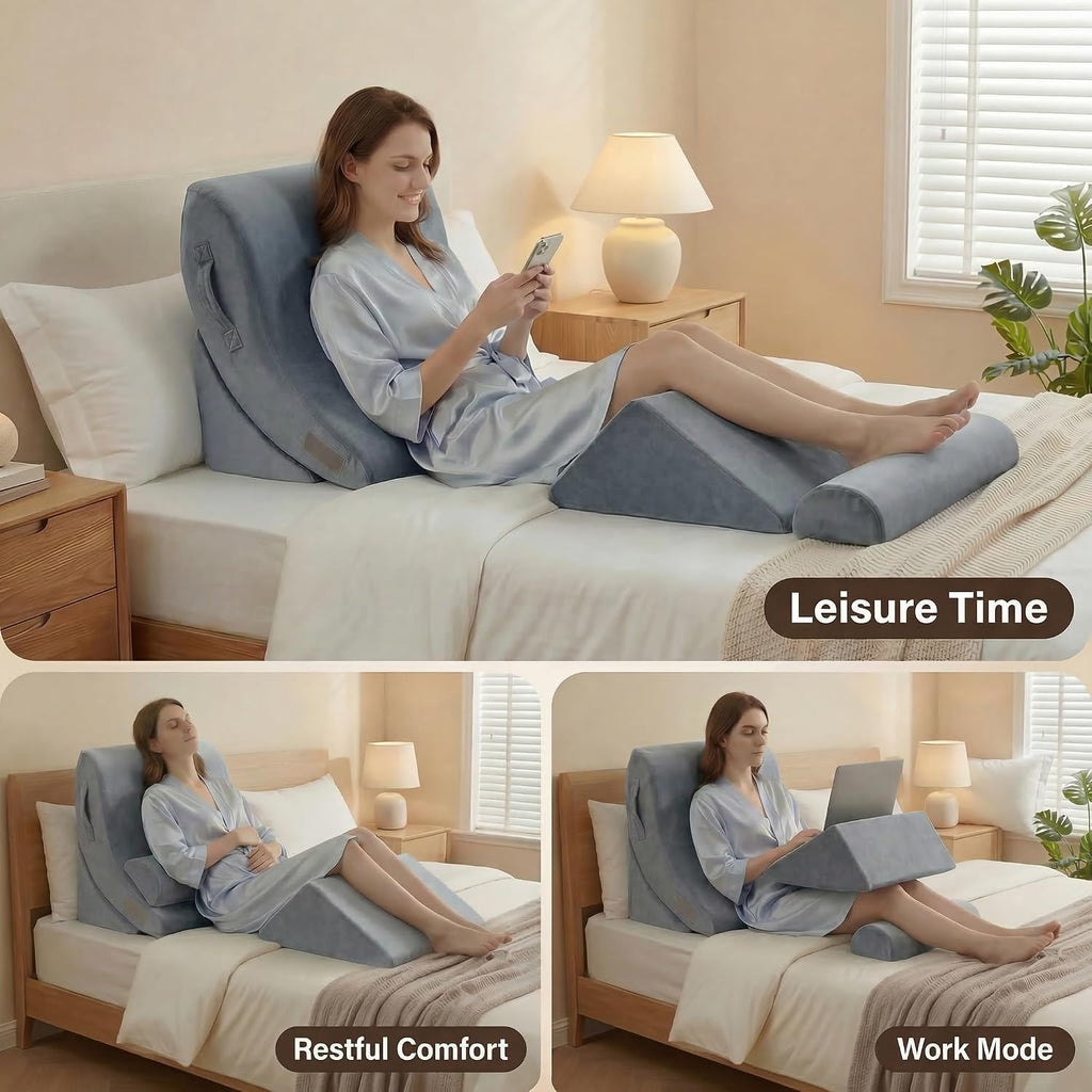 Axelrod Orthopedic Bed Wedge Pillow Set, Post Surgery Foam for Back, Neck and Leg Comfortable & Adjustable Ortho Pillows- Anti Snoring, Hea…