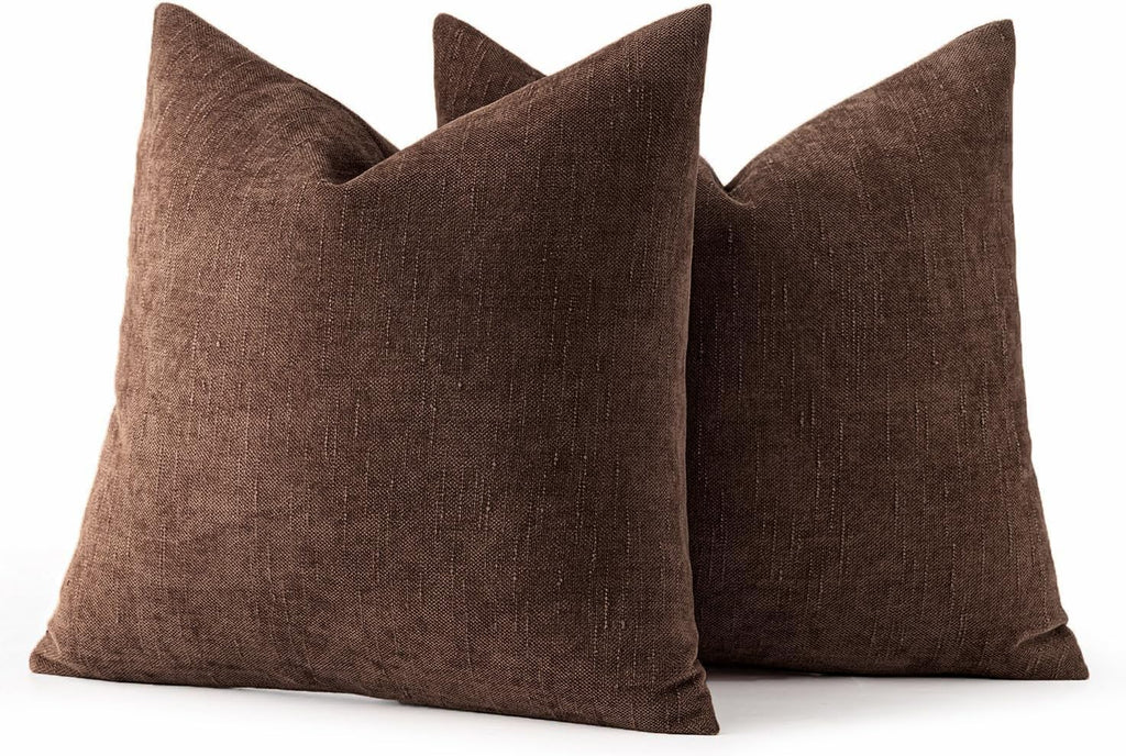 MIULEE Pack of 2 Decorative Throw Pillow Covers Soft Chenille Throw Pillows Solid Neutral Farmhouse Textured Cushion Covers for Couch…