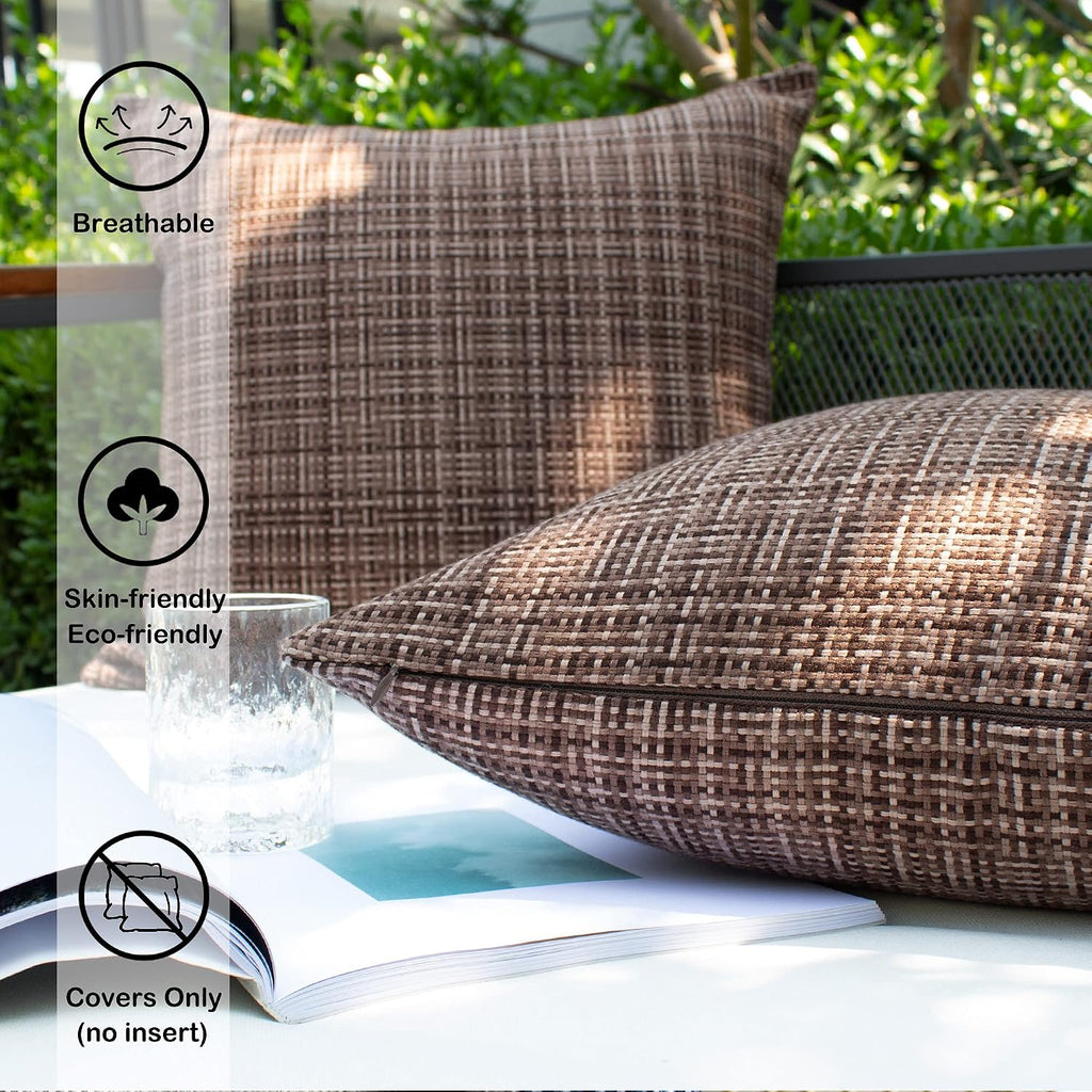 Kevin Textile Pack of 2 Decorative Outdoor Waterproof Throw Pillow Covers Lumbar Pillowcases Modern Cushion Cases for Patio Couch Bench…
