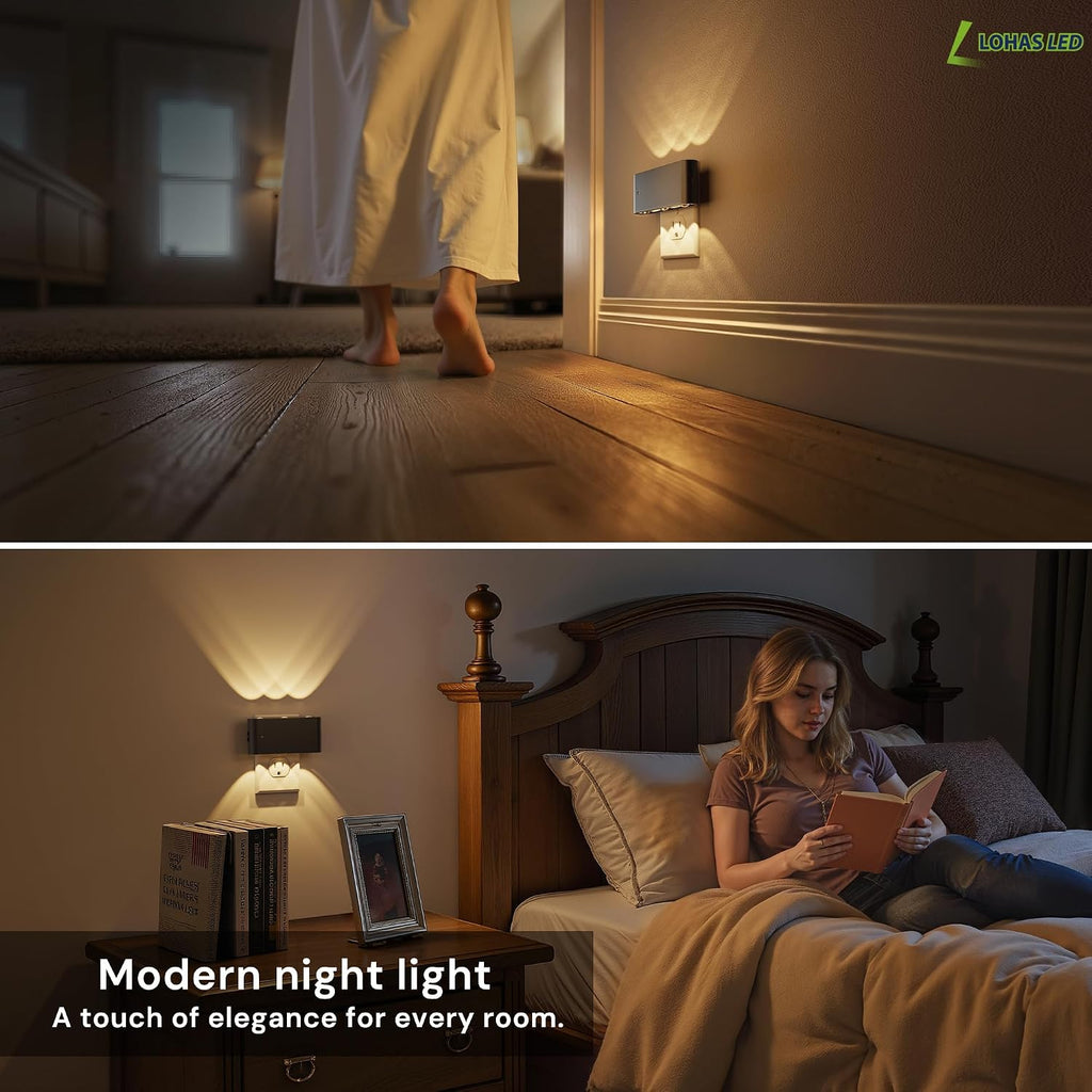 L LOHAS LED Night Light, 2 Pack Dimmable Modern LED Night Lights Plug into Wall, Dusk to Dawn Sensor Night Lights for Kid…
