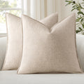 Anroduo Pack of 2 Decorative Linen Pillow Covers Natural Beige Neutral Farmhouse Boho Soild Cushion Case Soft Accent Pillowcase for Couch S…