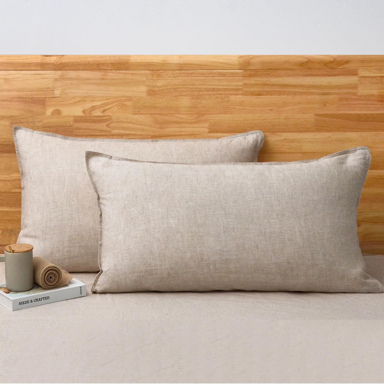 Chuffed 100% French Linen Pillow Cases King Size Set of 2, Luxury Washed Flax Pillow Covers with Zipper Closure - Breathable & Cooling for…
