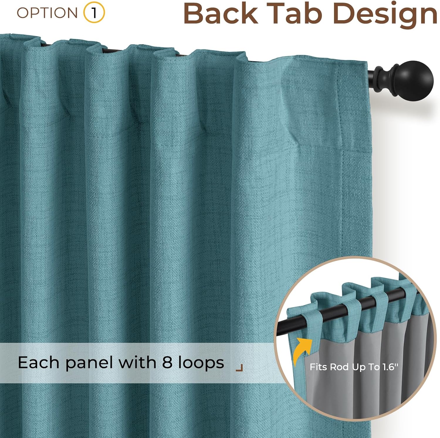 Inovaday 100% Blackout Curtains 96 Inches Length 2 Panels Set, Back Tab/Rod Pocket Linen Black Out Curtains for Bedroom, Thermal Insulated…