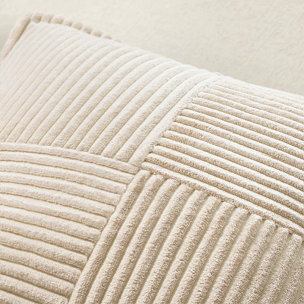MIULEE Decorative Throw Pillow Covers for Couch Bed Livingroom 18x18 Inch Set of 2 Beige Boho Accent Throw Pllows Broadside Striped…