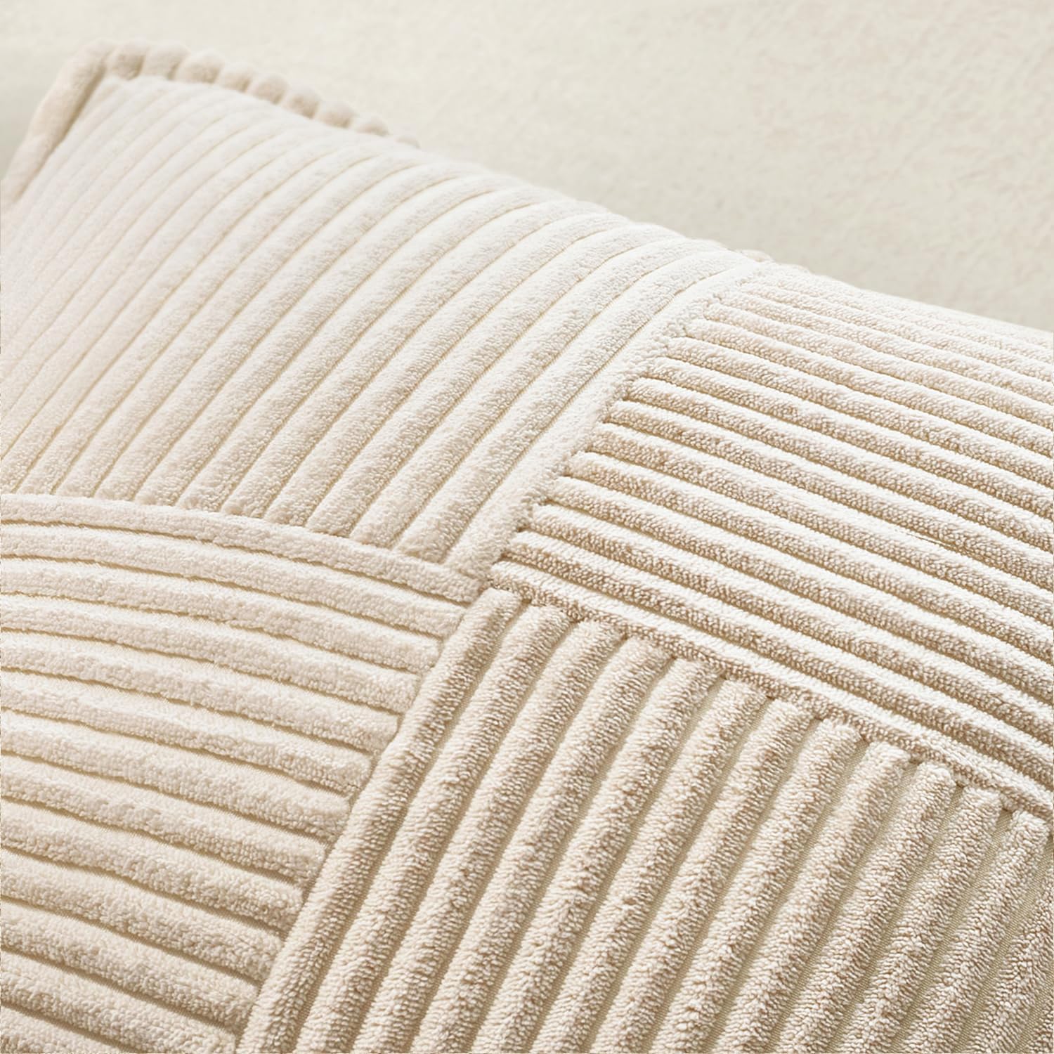 MIULEE Decorative Throw Pillow Covers for Couch Bed Livingroom 18x18 Inch Set of 2 Beige Boho Accent Throw Pllows Broadside Striped…