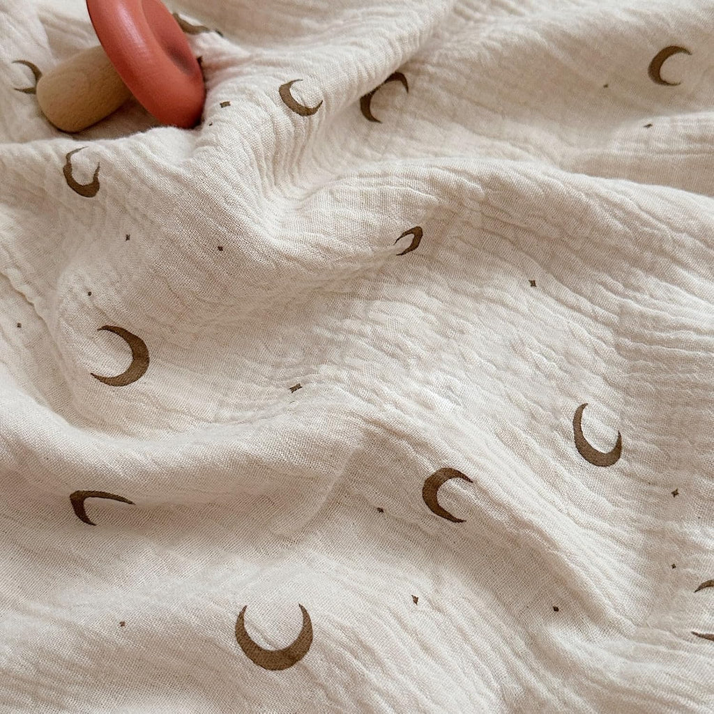 BuLuTu Muslin Toddler Pillowcases Girls Boys, Soft Breathable Cotton Kids Pillow Cover, Moon Star Pattern Shabby Chic Nursery Pillow Cases…