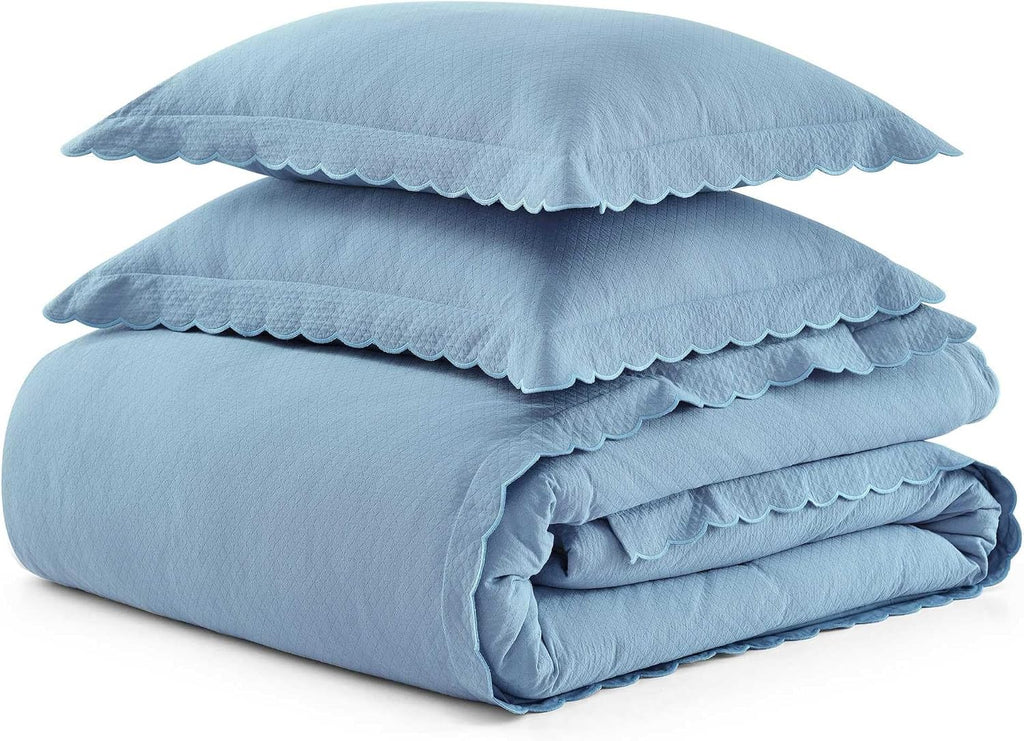 MarthaStewart Martha Stewart - King Duvet Cover Set, 100% Soft Cotton Blend Bedding, Corner Ties & Button Closure, 3 Piece Bed Set with Mat…