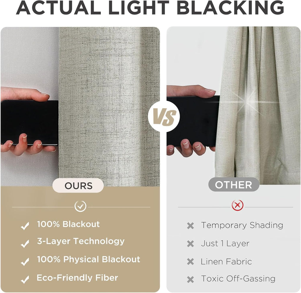 Joydeco Blackout Room Divider Curtains, Extra Wide Light Beige Sliding Door Drapes Living Room Curtains, 1 Panel 100W x 108L Inch Patio…