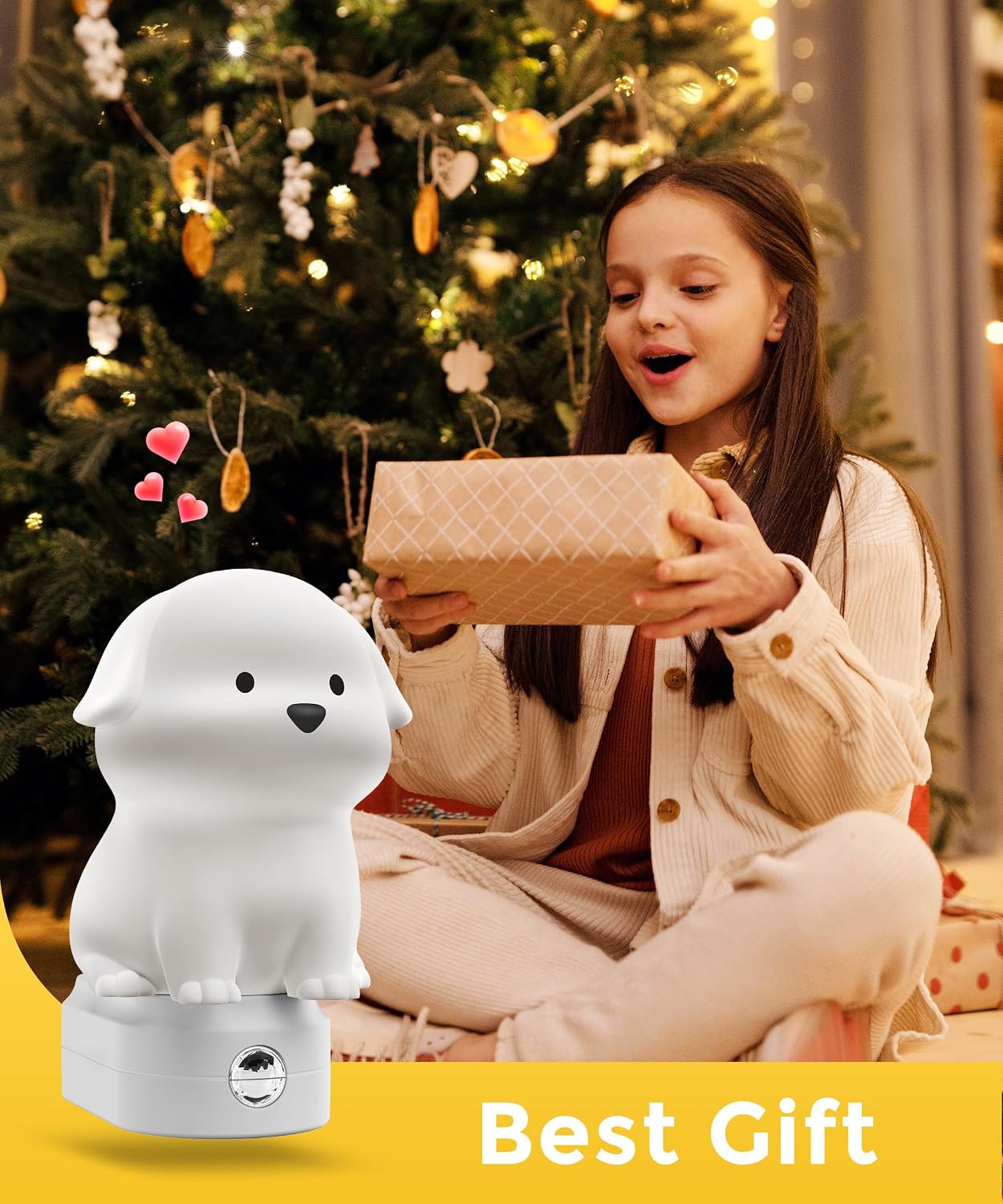L LOHAS LED Plug in Night Light for Kids 2 Pack, 3D Cute Puppy Night Lights with Dusk to Dawn Sensor, RGB+Soft White 3000K Dog Night…
