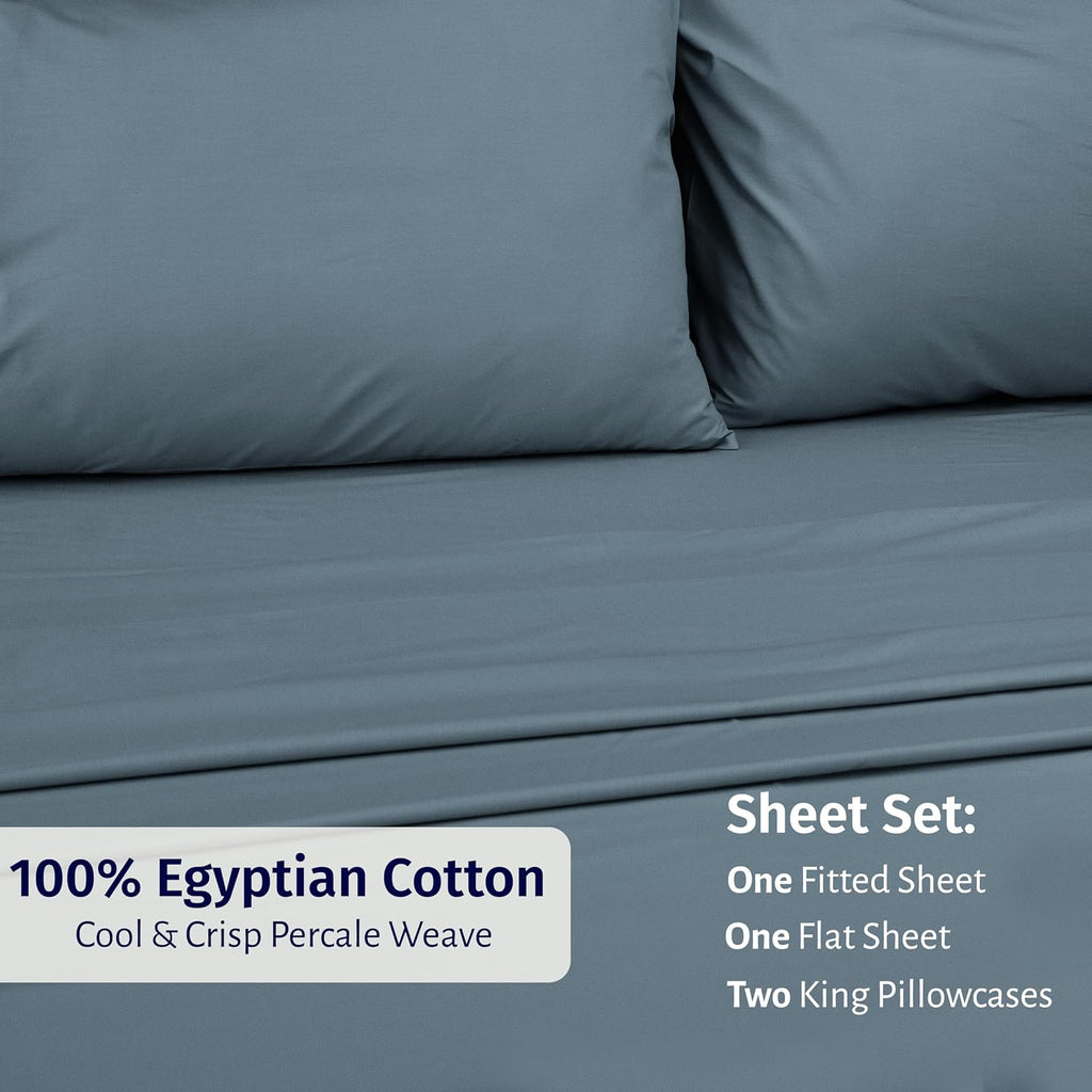 CaliforniaDesignDen California Design Den Egyptian Percale Sheets King Size Set - Certified 100% Egyptian Cotton, Lightweight Percale King…