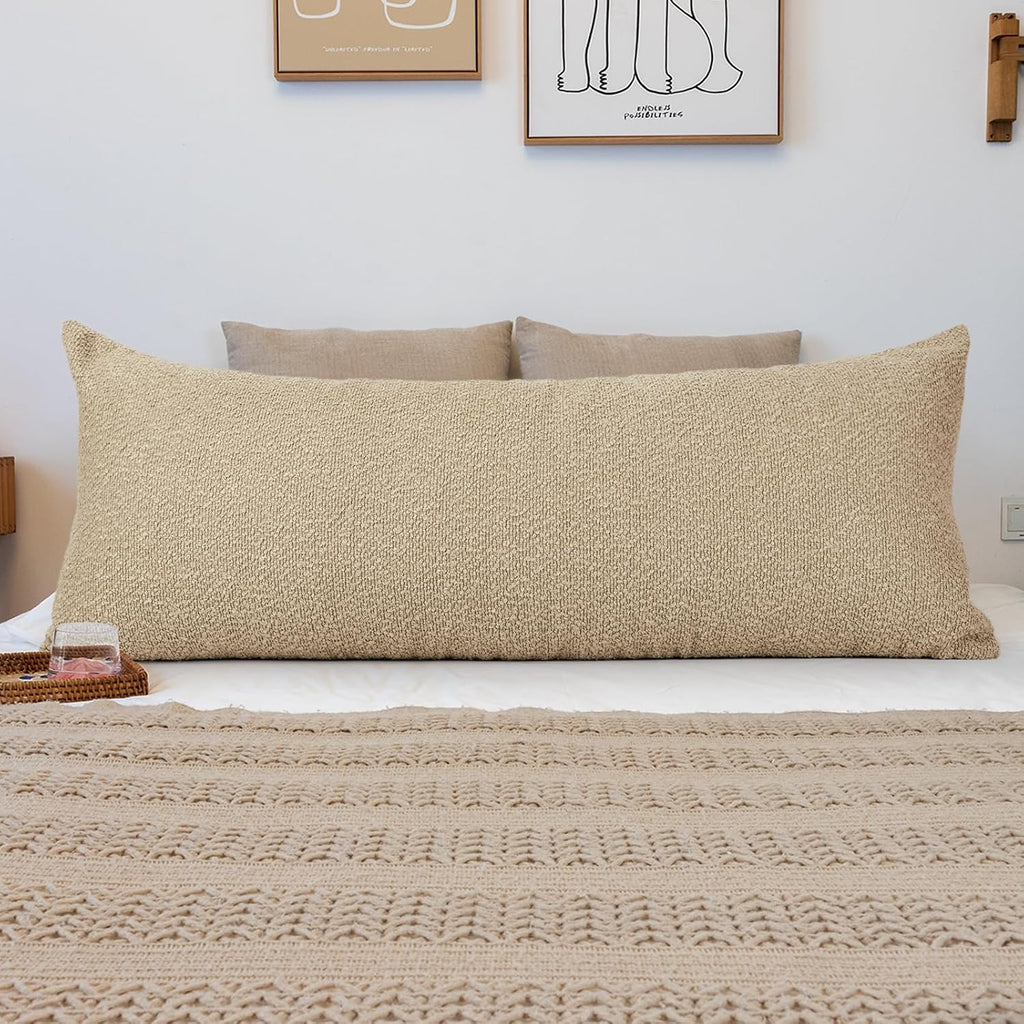 JoraLion 20x54 inch Neutral Boucle Body Pillow Cover, Camel Long Pillow Cover Cozy Soft Cushion Case for Couch Sofa Bed Living Room Home…