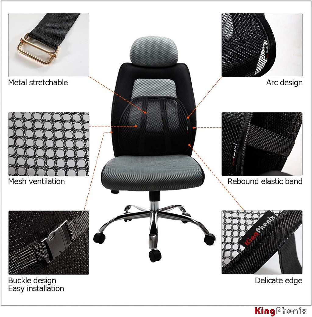 kingphenix Lumbar Support (2 Pack) with Breathable Mesh, Suit for Car, Office Chair