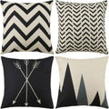 Tosewever Set of 4 Decorative Geometric 18 x 18 Inches Throw Pillow Covers - Modern Pattern Linen Square Pillow Cushion Case for Sofa Couch…