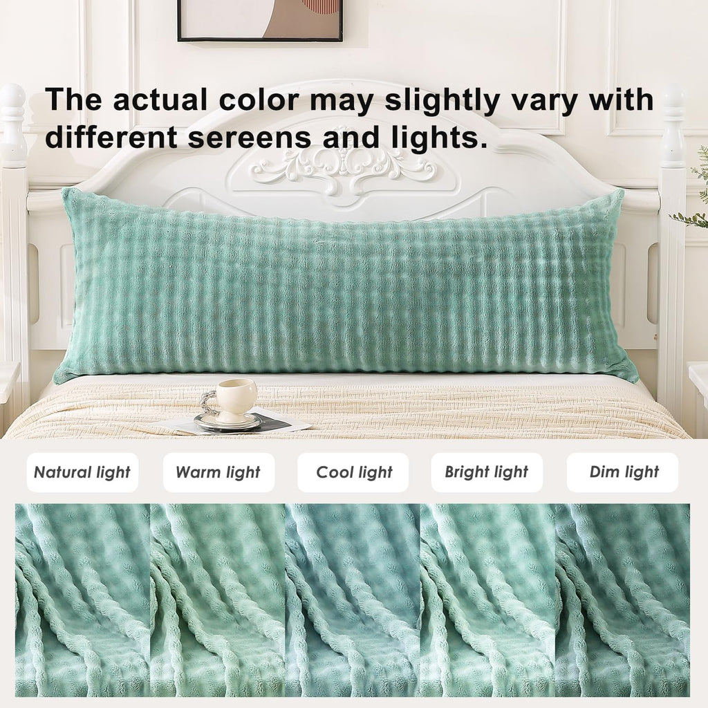 Sochow Decorative Body Pillow Cover 20x54 Inches, Super Soft and Cozy Bubble Textured Fleece Long Body Pillowcase with Zipper Closure,1 Pac…