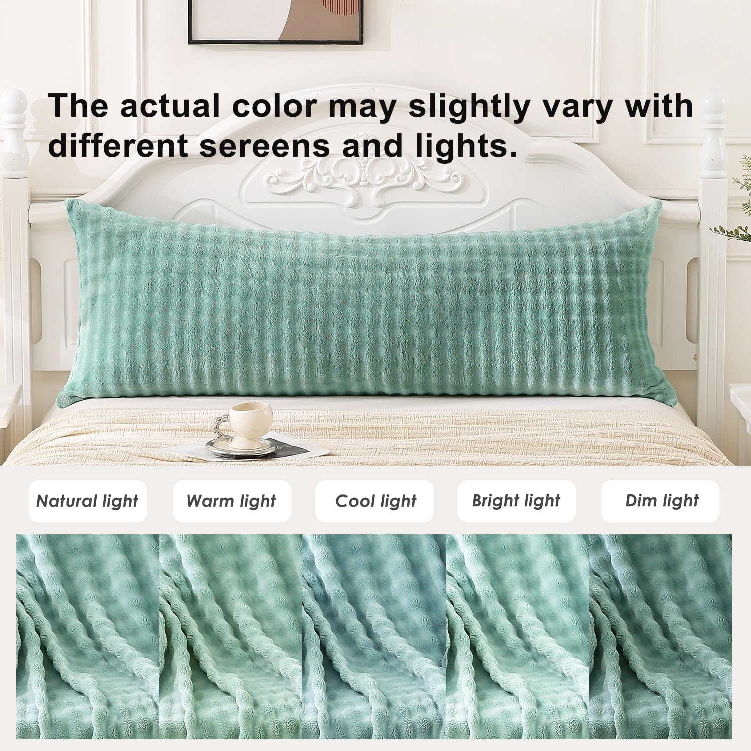 Sochow Decorative Body Pillow Cover 20x54 Inches, Super Soft and Cozy Bubble Textured Fleece Long Body Pillowcase with Zipper Closure,1 Pac…