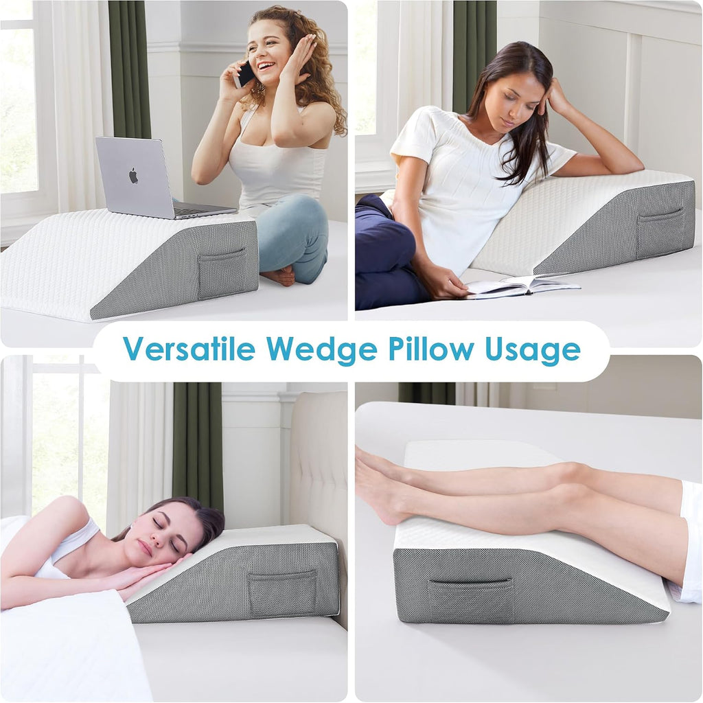 Cozymaker Adjustable Leg Elevation Pillows for Swelling, Cooling Gel Memory Foam Wedge Pillows for After Surgery, Sciatica Back Knee Hip An…