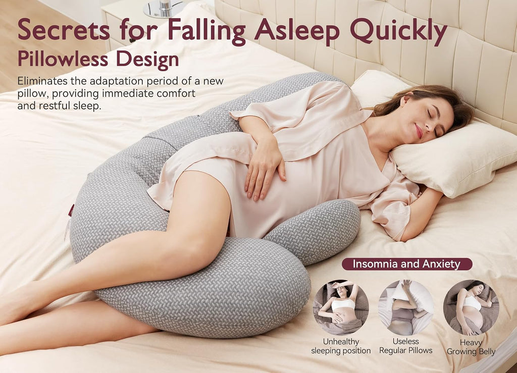 Momcozy Pregnancy Pillow, Original F Shaped Maternity Pillow for Pregnant Women with Adjustable Wedge Pillow, Full Body Support Pregnancy Pi…