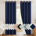NICETOWN 100% Absolutely Blackout Linen Curtains with Thermal Insulated White Liner, Dark Blue, 52" Wide, 2 Pieces, Privacy Vertical…